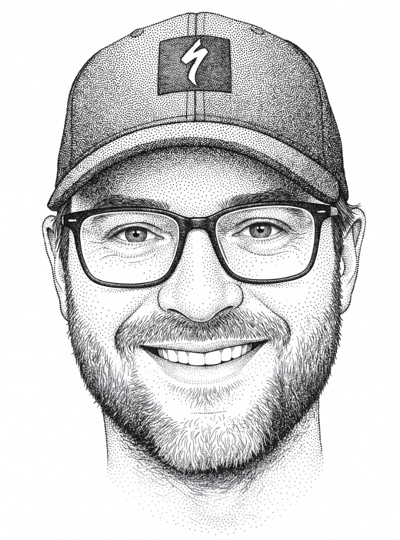 Stippled hedcut portrait of Tyler 'TK' Koshakow